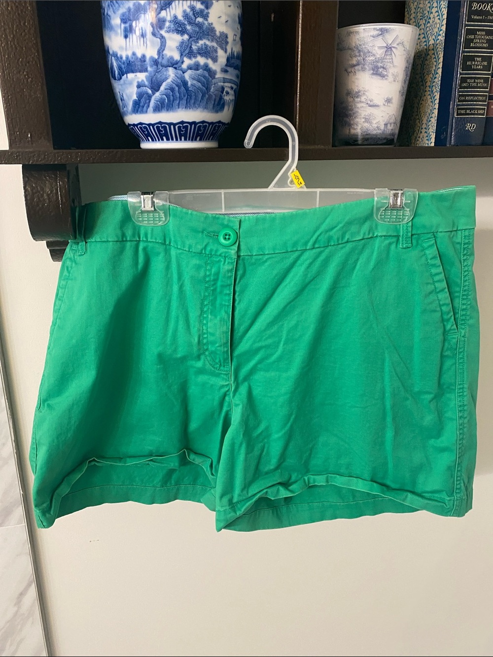 crown & ivy Emerald Green Cotton Bermuda Shorts